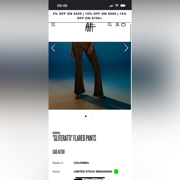 Kadu wide leg sparkle metallic pant, flare style, high  lightweight night out - Picture 10 of 10